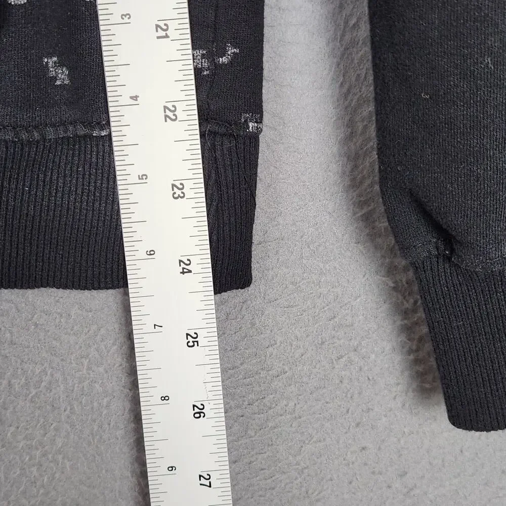 TRUE RELIGION Hoodie Mens Large Black Kangaroo Pocket AOP Activewear